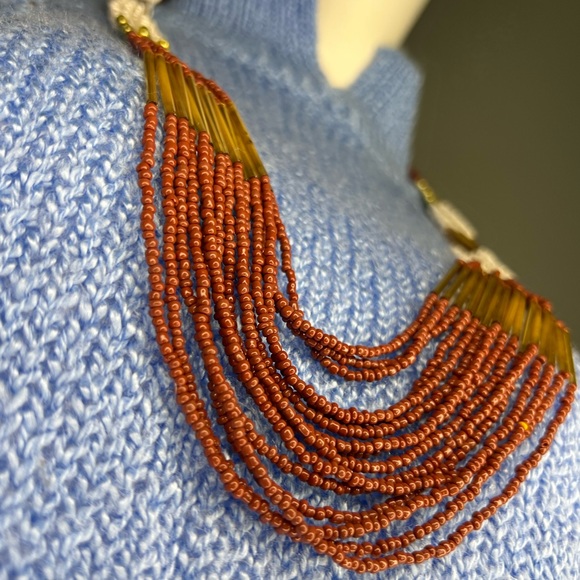 Multi strand beaded statement necklace - Picture 3 of 7